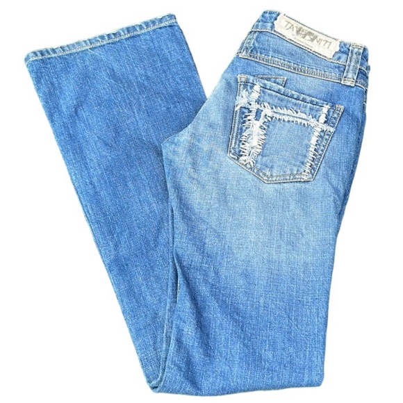 Taverniti So Jeans Denim - *TAVERNITI So Jamie Bootcut Ripped Stitch Low Rise Jeans Size 27